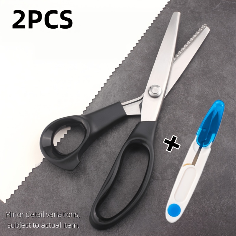 TEMU Ensemble de ciseaux crantés et coupe-fil, ciseaux en acier inoxydable triangulaires 5 mm, ciseaux de professionnels à main, ciseaux de couture à