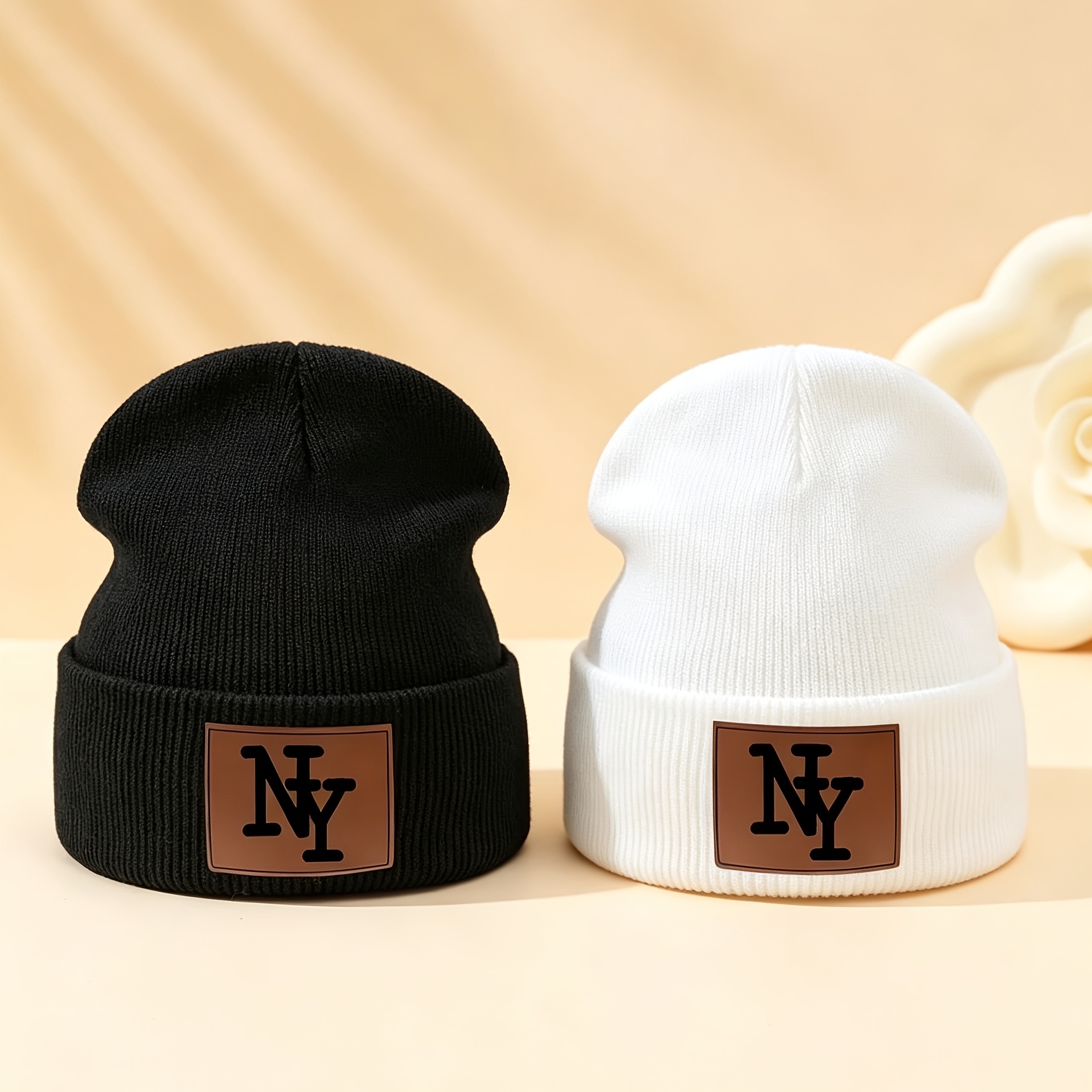 TEMU 2pcs Nyl Label High Quality Brimless Unisex Outdoor Warm Hat, Athletic Style Wear And Decorate Hat, Fan Cap