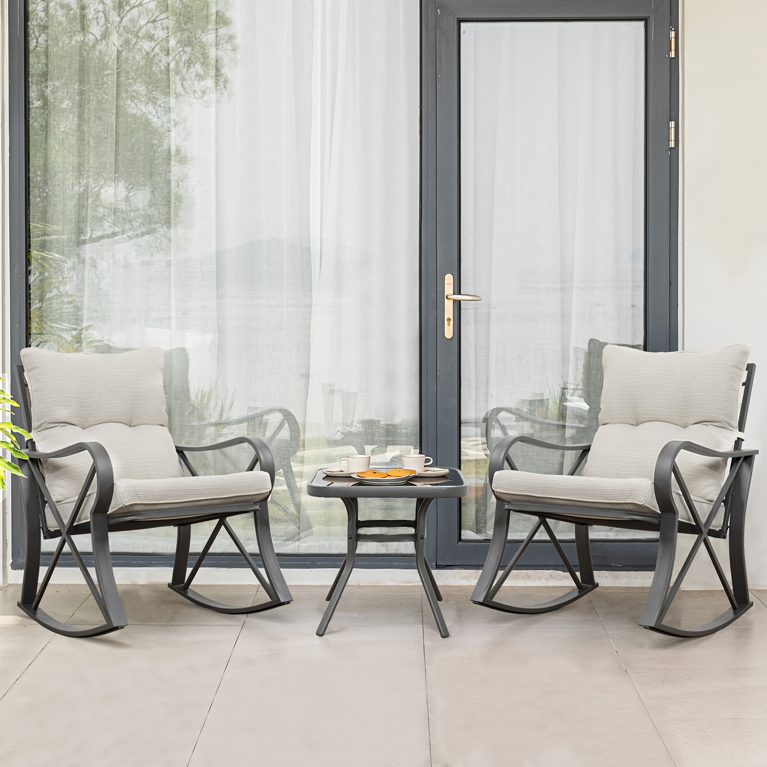 3pcs Bistro Set Patio Rocking Chairs