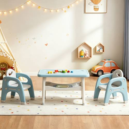 plastic table and 2 chairs set for reading drawing snack arts crafts preschool gift