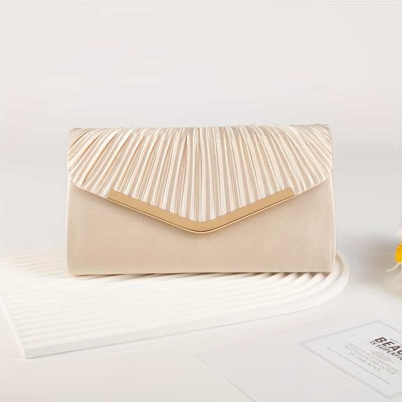 TEMU Elegant Striped Envelope Clutch, Women' Shoulder Bag For Evening Events, Formal Wedding Party, Polyester, No Wash, Magnetic Closure, Nylon , Edge