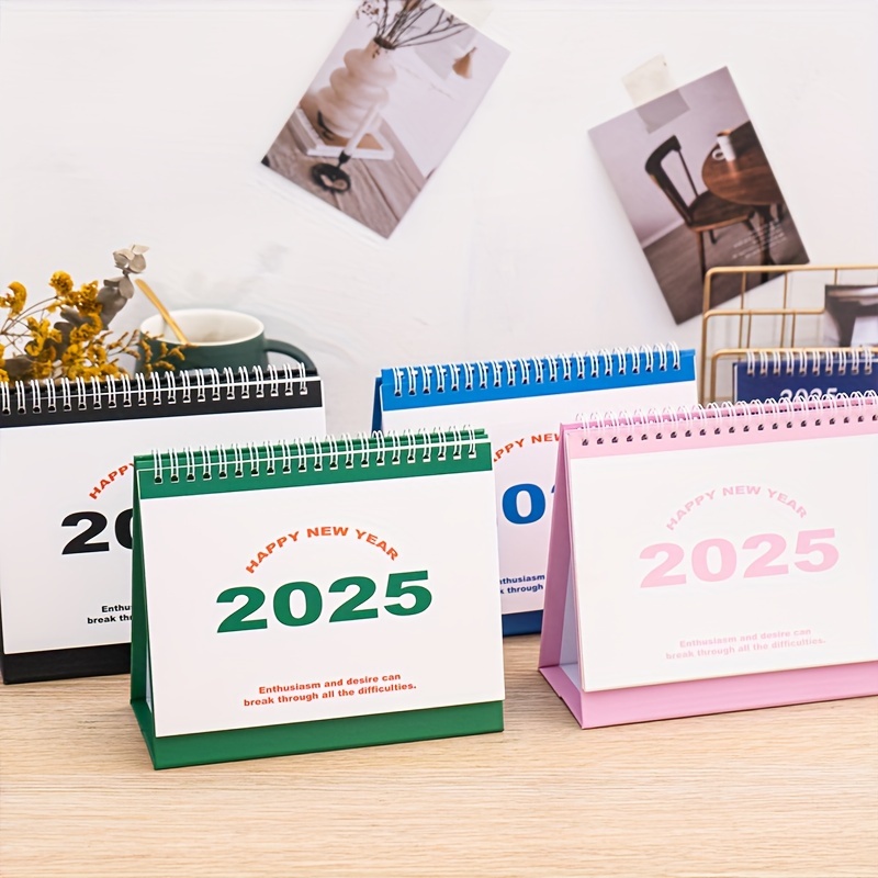 

1pc 2025 Desk Calendar Daily Planner - Simple And Fresh Creative Desktop Decor With Sturdy Cardboard Material