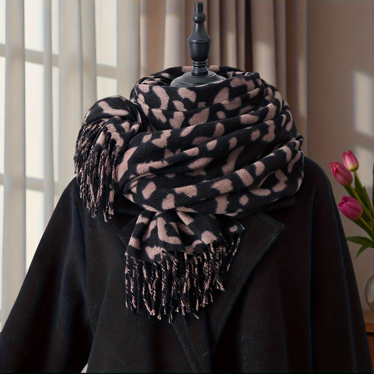 TEMU Leopard Print Thick Scarf For Women, Autumn/ Leopard Print Scarf Shawl, Versatile European And Warm Neck Scarf