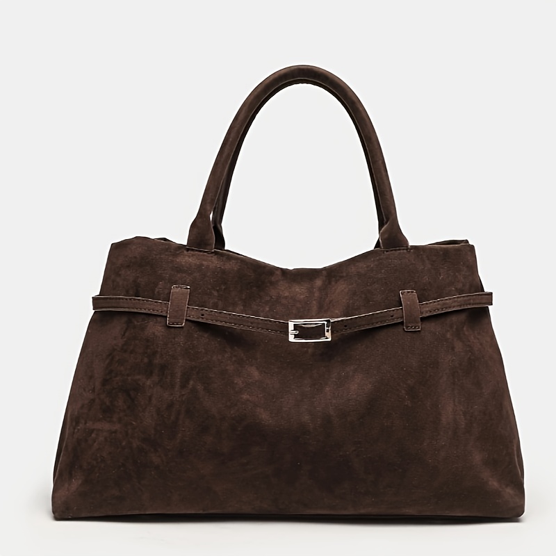 

Sac Fourre-Tout Chic d'Inspiration Vintage de Grande - -Suède, Couleur Unie avec Fermeture à Boucle Sécurisée pour Femmes