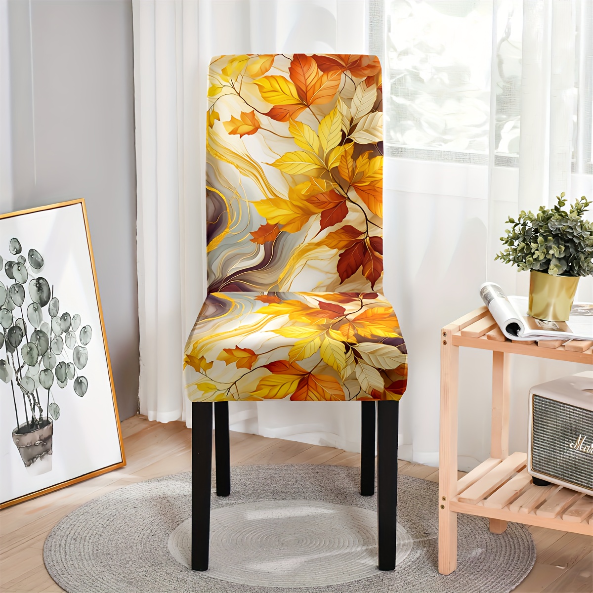 

Autumn 4/6pcs - Chair Covers, Washable Stretch Fabric Slipcovers For Dining & Living Room Decor