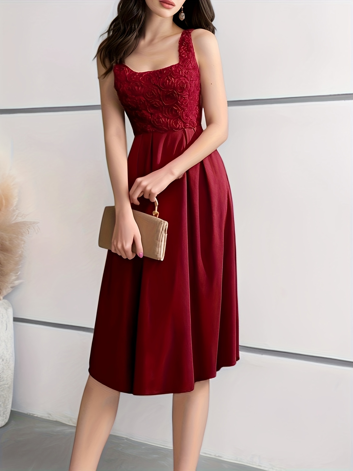 strapless open back dress Angelia Strapless Rose Applique Bodycon Mini Dress • Shop American Threads Women's Trendy Online Boutique Red / L main image 0