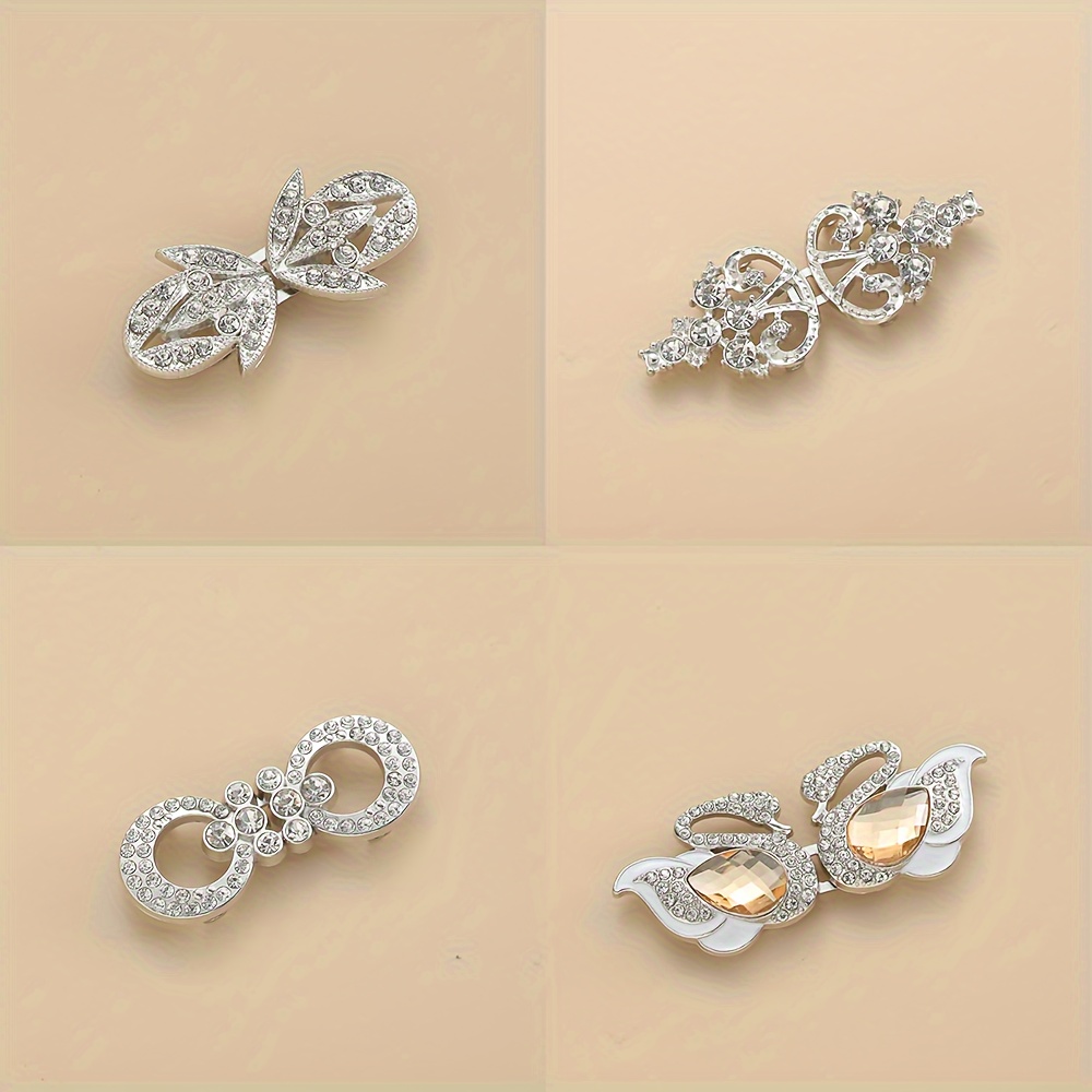 TEMU 4 Sets High-end Coat Button Buckle Rhinestone Decoration, Exquisite Traditional Cheongsam Clasp, Clasp, For And Wraps