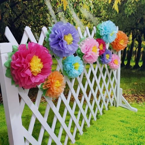 item picture 10pcs colorful paper pom pom flower ball set vivid and colorful party decorations suitable for birthdays weddings graduations and carnival party events