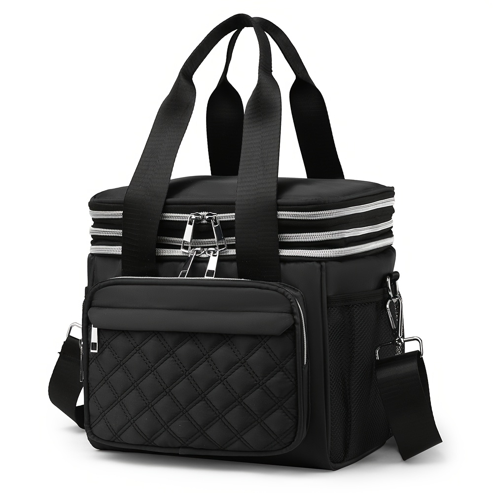 TEMU New Diamond-shaped Lattice Lunch Bag, Large-capacity Design, Portable Storage Bag, Aluminum Foil Thermal Insulation Bag, Easy Picnic Bag,