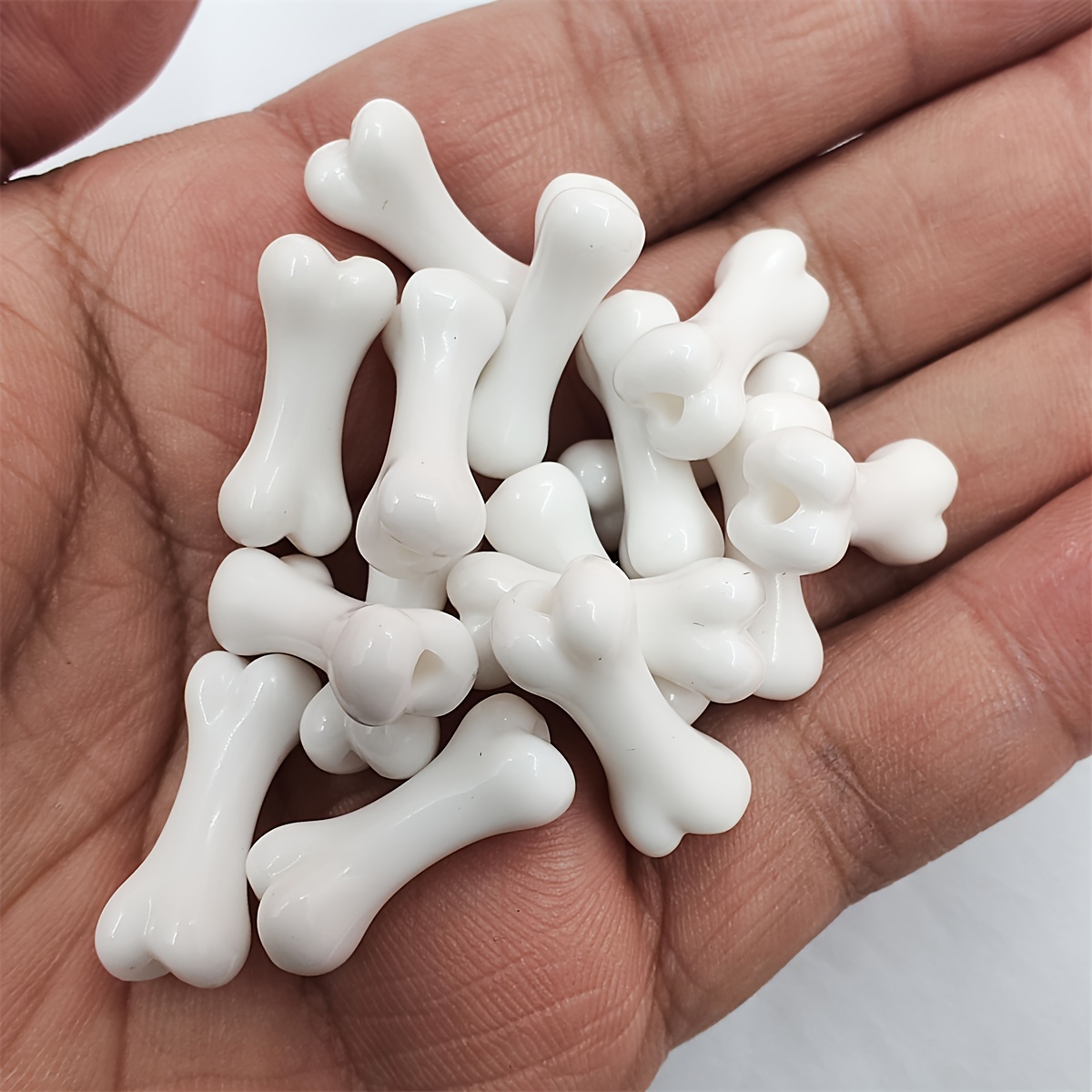 Image of 20pcs 8.6 X 20mm Bone Shape Acrylic Beads Loose Spacer Beads For Jewelry Making Bracelet Earrings Additions