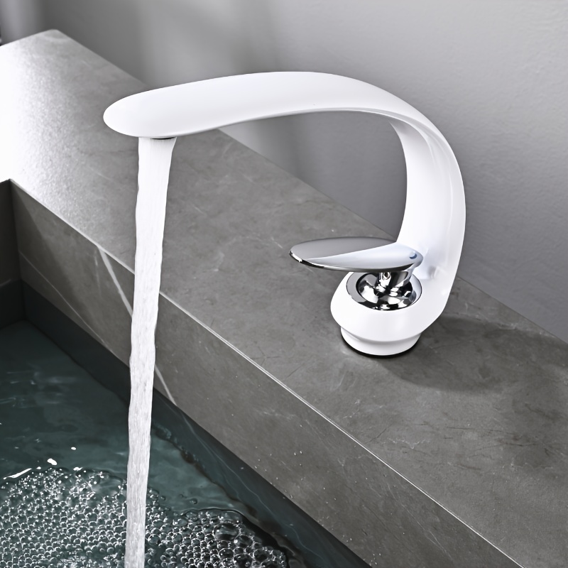 1 szt. Biały kran Kreatywny uchwyt galwaniczny Kuchnia Umywalka do łazienki Kran ciepłej i zimnej wody do basenu i do użytku zawodowego Instrukcja pływania i korzystanie z hotelu