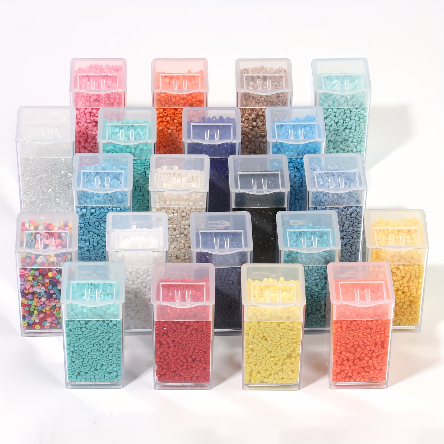 

12pcs Set Clear Square Storage Containers With - Diy Crafts, Beads, Accessories & Nail Art Supplies - Portable Travel Organizer Jars