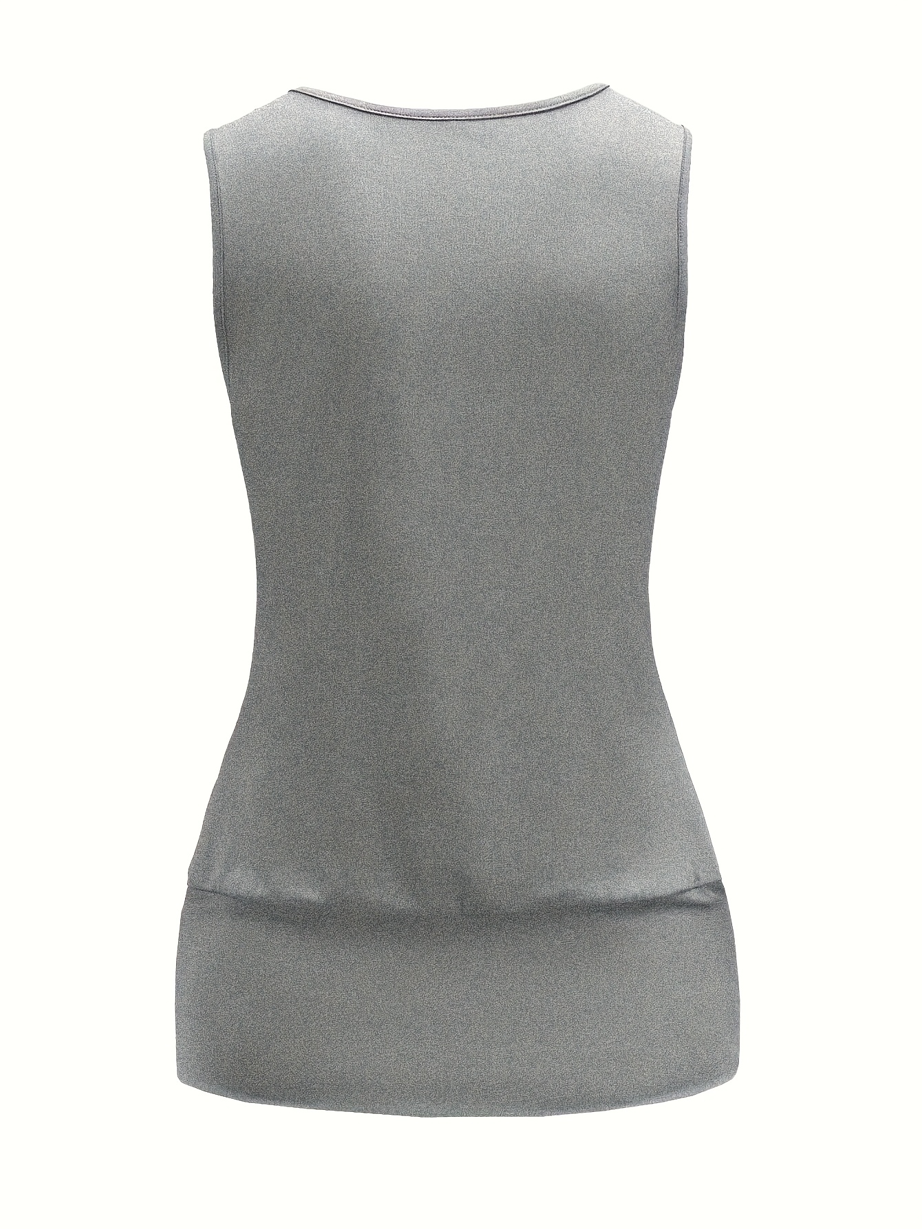 Plus Size - Plus Size - Plus Size Women'S Solid Color Drop Neck Chain Detail Ca… - Image 2