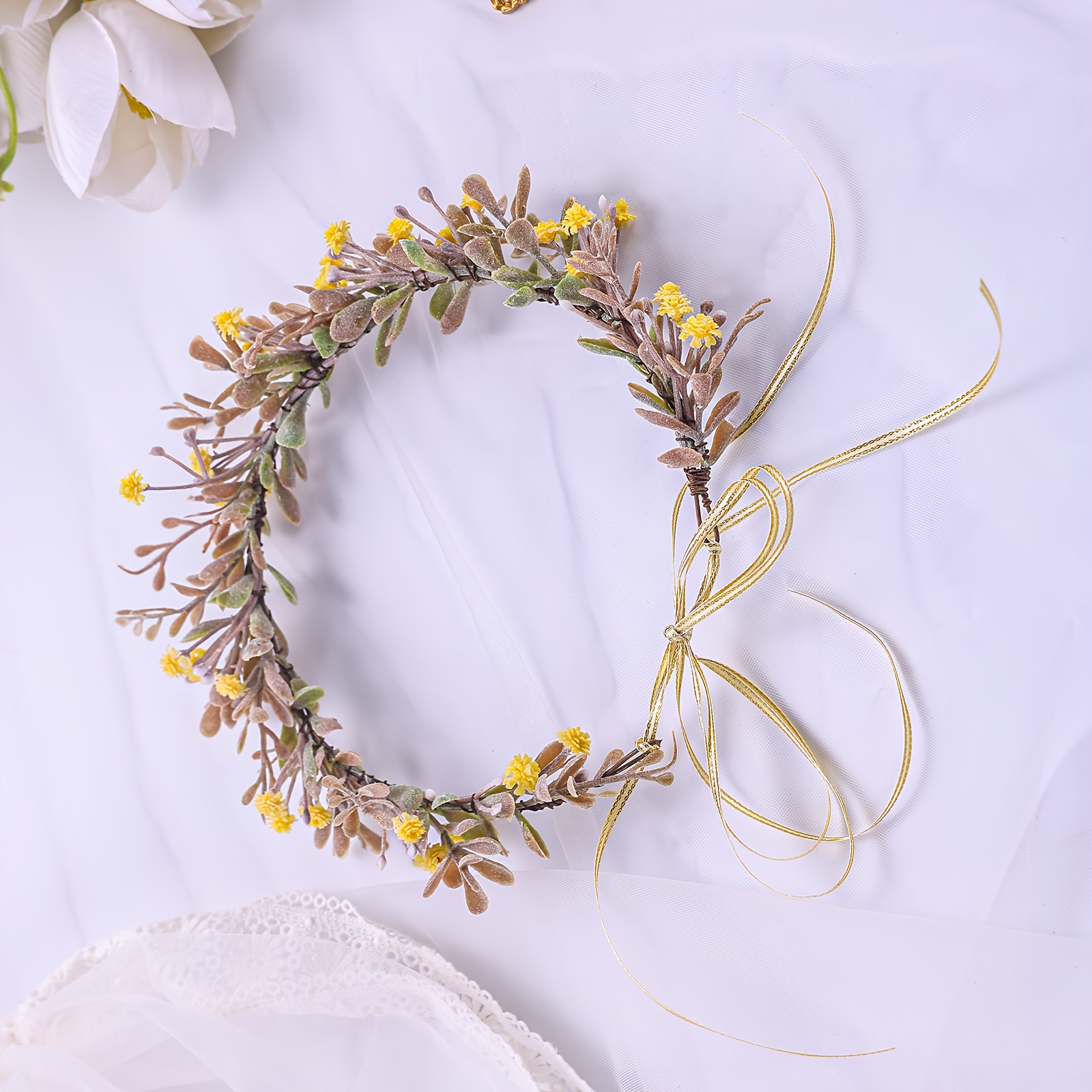 Yellow Gypsophila Artificial Flower Bride Headband