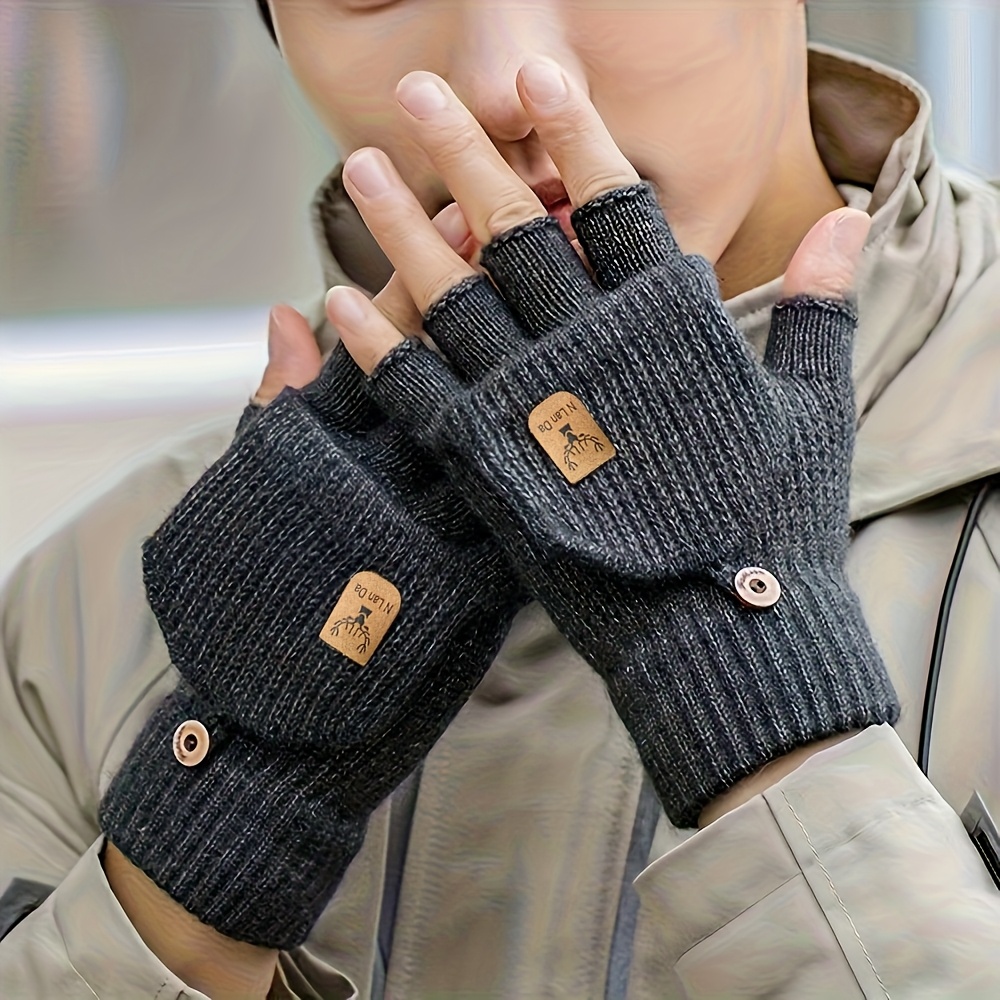 Cashmere Winter Gloves for Men and Women, Half-Finger Touch Screen