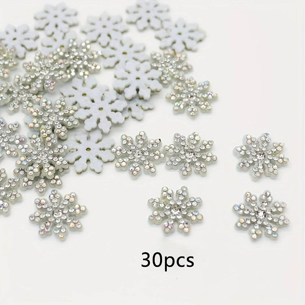 Image of 30pcs 2-color Snowflake Fabric Patches, Suitable For Hair Clip Diy Decoration Accessories Crafts