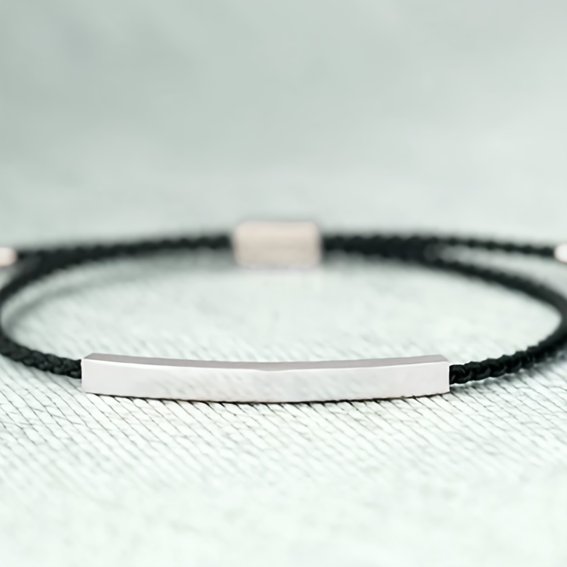 TEMU 1 bracciale personalizzato in acciaio inossidabile da e da donna, bracciale intrecciato regolabile, lettere con , minimalista personalizzato per