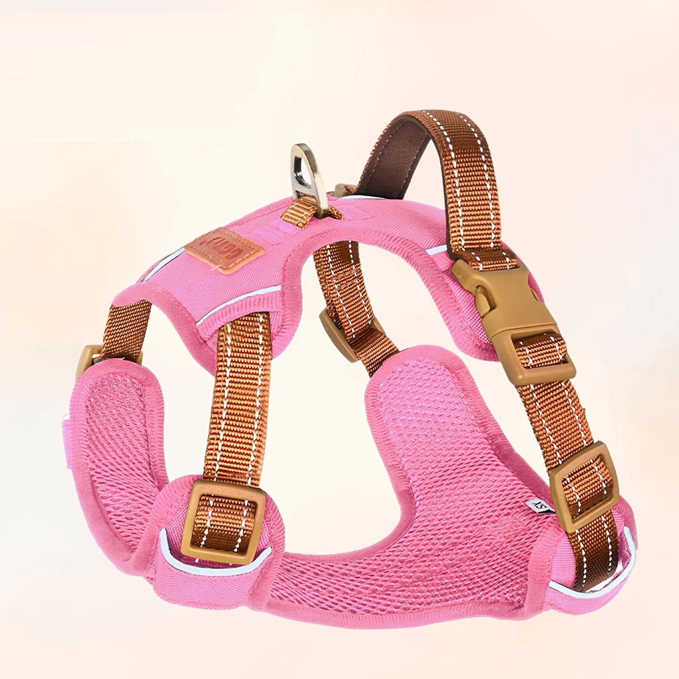 TEMU Dog Safety Harness, 1pc Reflective Durable Dog Harness With Adjustable Straps, Soft Breathable Mesh Fabric, Handle, Hand Wash - Polyester Pet