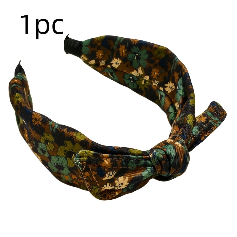 TEMU Retro Floral Headband Women's Wide Bow Hair Accessory All-match Headband Fashion Influencer Hair Jewelry