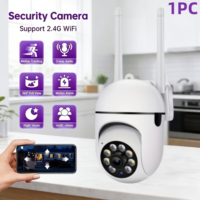 TEMU 1pc 1024p High-definition Display, Ip54 Waterproof Rating, Detection, Intercom, Color Night Vision, , App Control Connection, Real-time