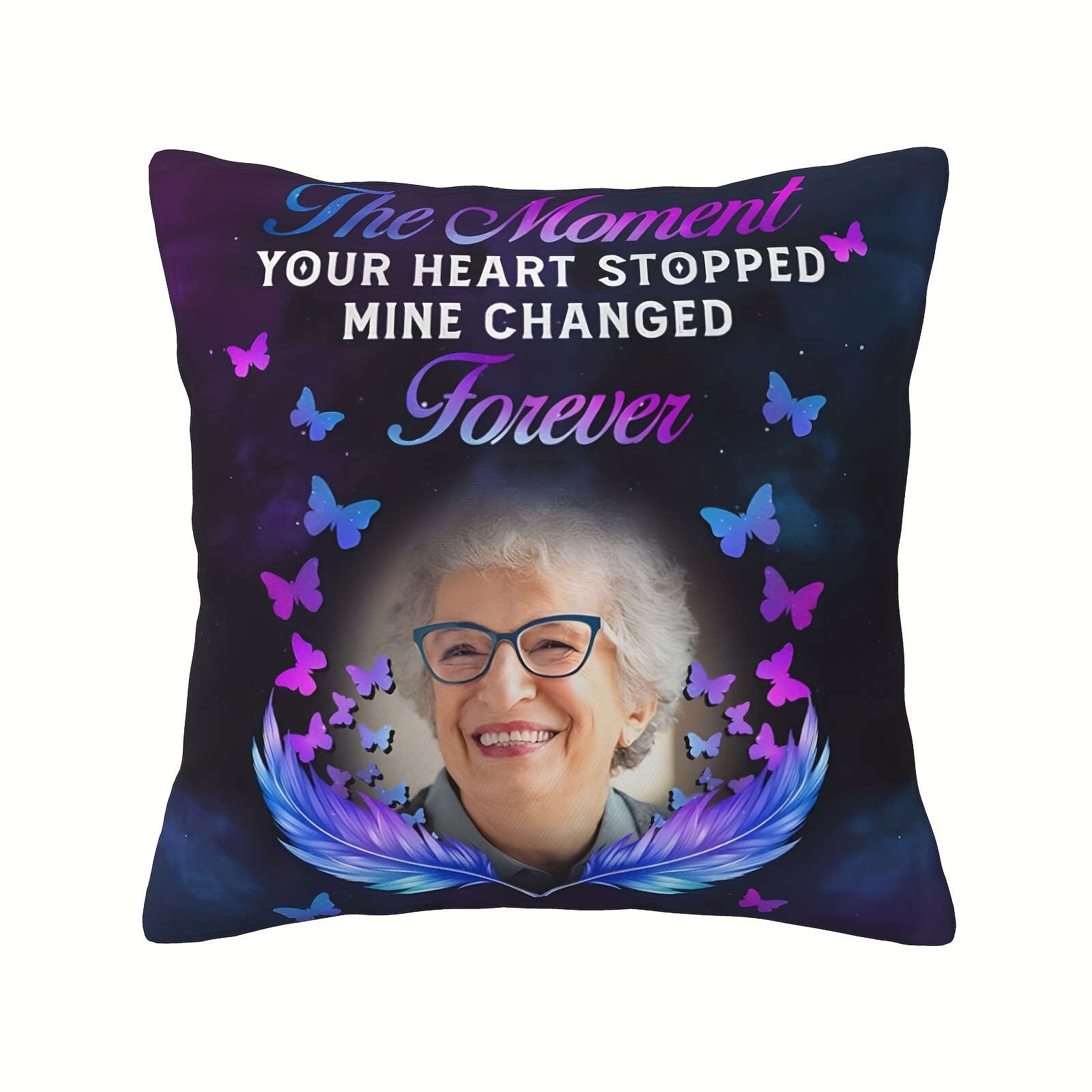 

Custom Photo Memorial Throw Pillow - Bereavement & Sympathy Gift, With Design, 18x18 Inches, Sofa & Home Decor (pillow Not Included), Memorial Pillow, Personalized, Unique, Bedroom