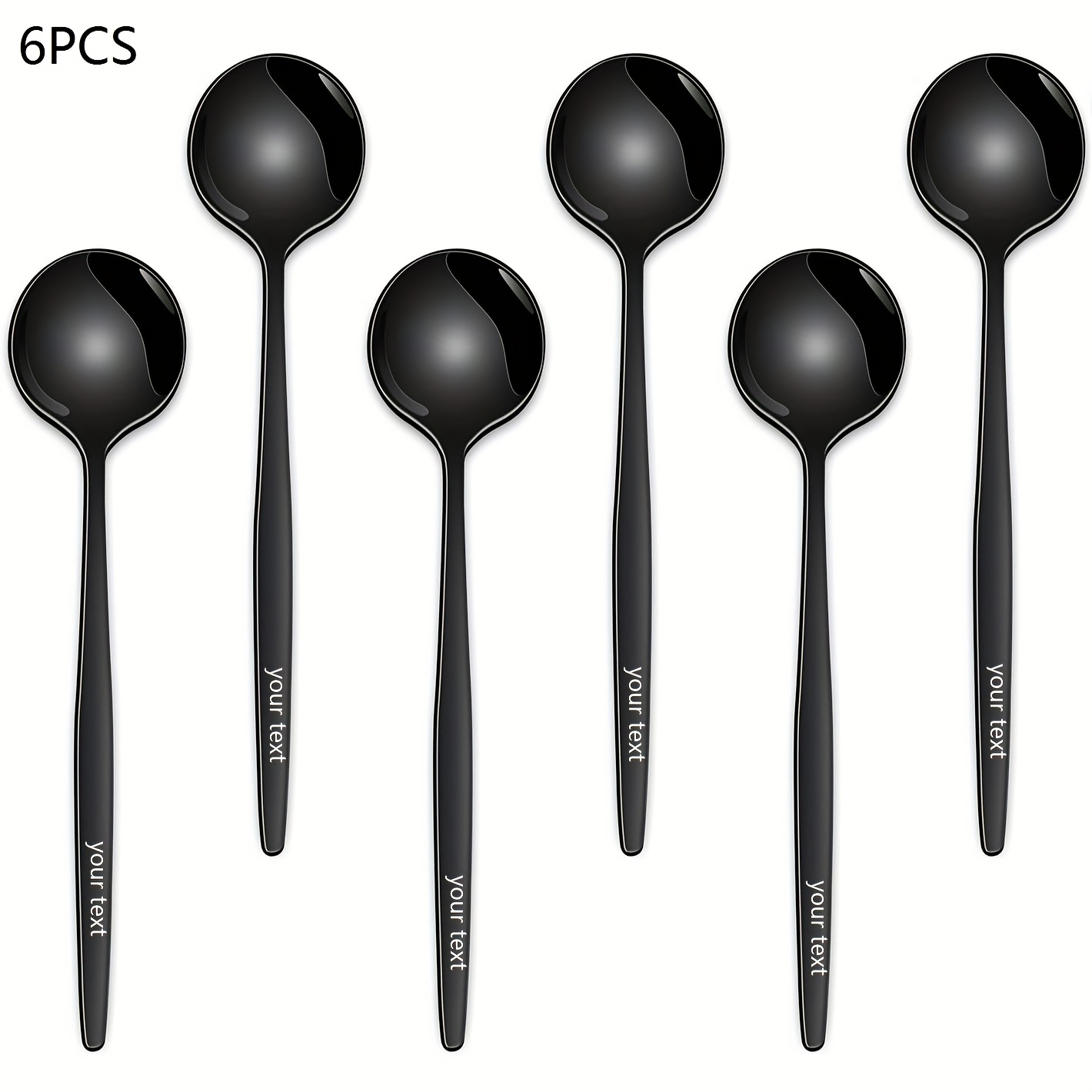 TEMU Customize Your Text, 6pcs Stainless Steel Coffee Spoons, Can Customize All Your Text, Cake Spoons, Dessert Spoons, Christmas Gifts For , Couple