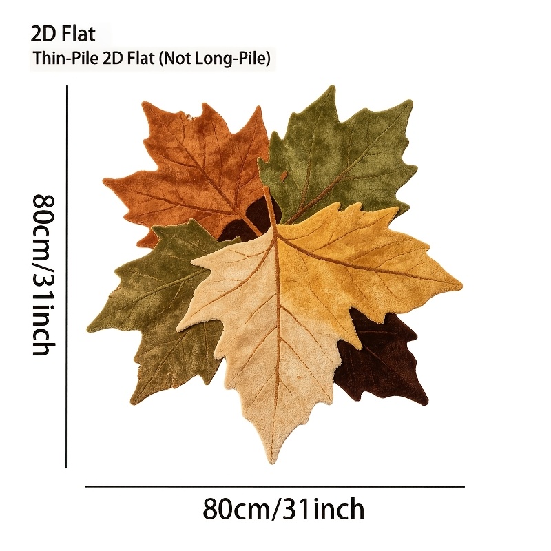 TEMU 2d Flat Plush 2d Printed Non-long Pile, Irregular Rug, Autumn Leaf Colorful Collectible Kitchen Mat, Living Room, Bedroom, Bedside Mat,