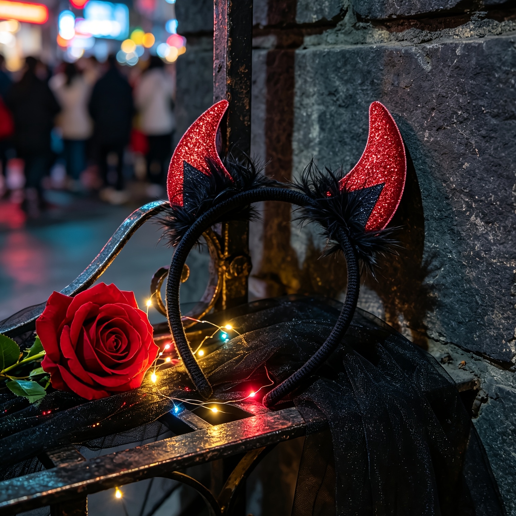 TEMU 1pc Horn Headband With Horns - Costume Hairpiece For Halloween Parties, Themed Events, Dance Performances & Photo Shoots - Devil Horns Hair