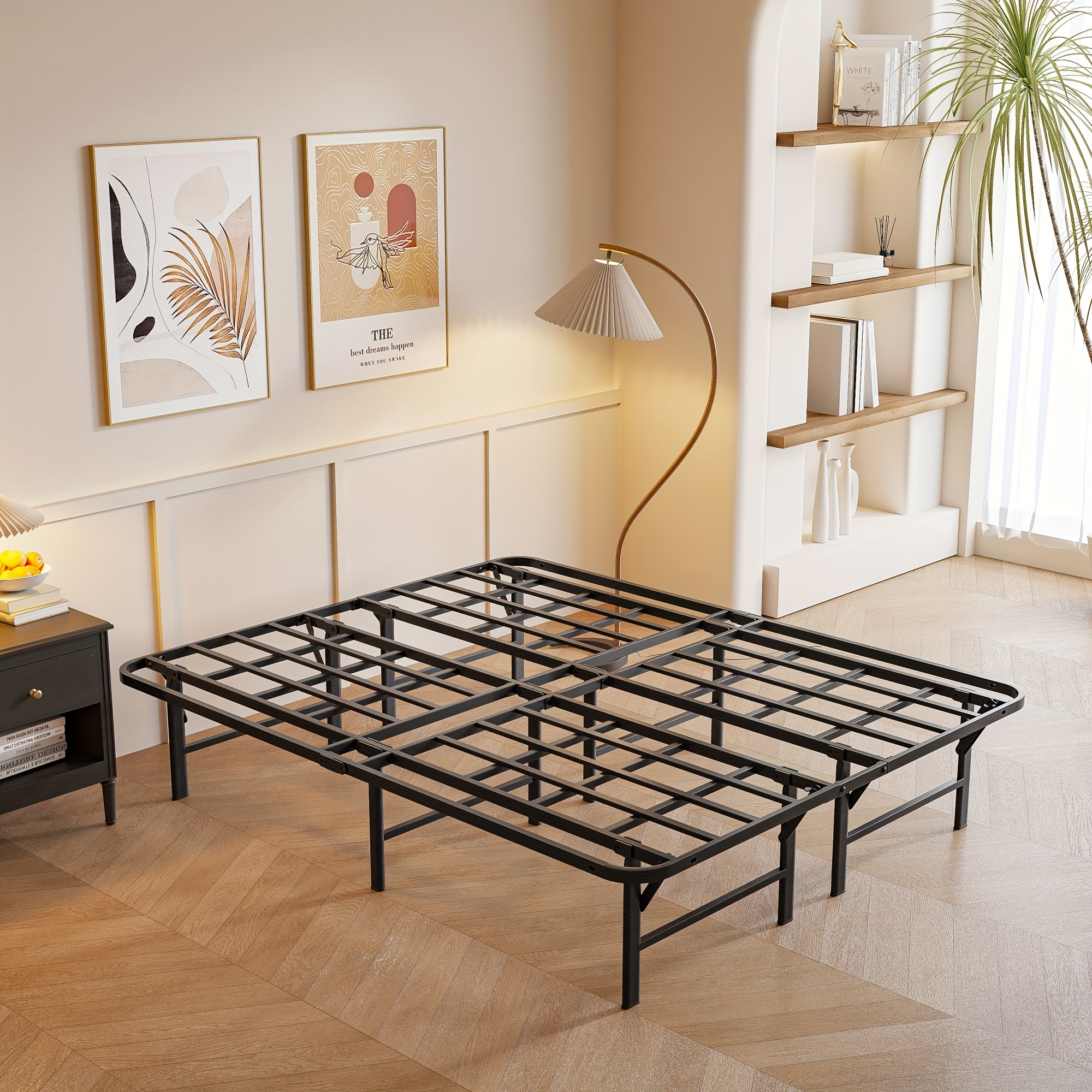 

Duty Folding Bed Frame 16 Steel Slats For Mattress, Metal Bed Frame, Needed, , Free,