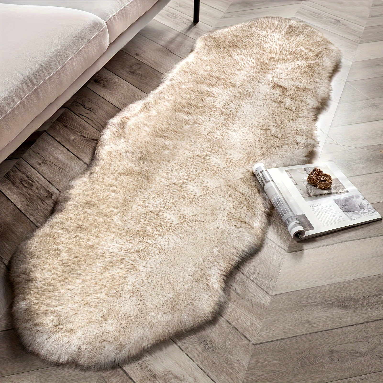 

Plush Faux Fox Fur Shag Rug - 2x6 Feet, Soft & Durable Home Decor Carpet - Easy Care, Non-slip, Waterproof For Bedroom & Living Room Rugs For Living Room Rugs For Bedroom