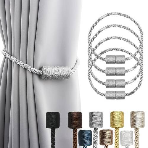 set of 4 magnetic curtain ties suitable for outdoor use featuring a stylish and versatile design with modern lace up rope ties for hanging curtains