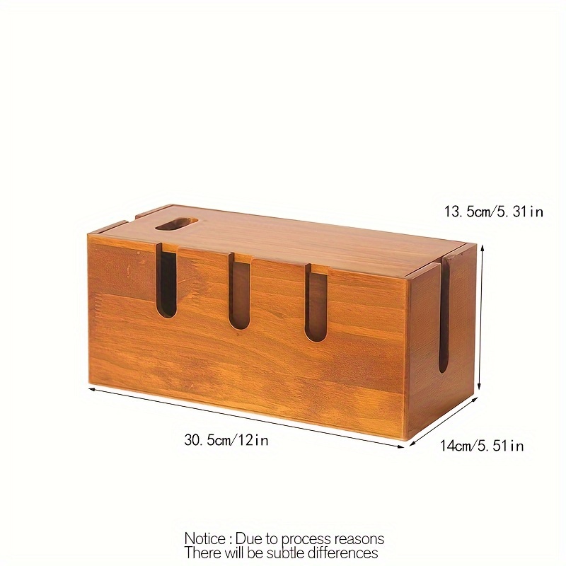 1pc Multifunctional Cable Management Box For Power Strip Storage And Organization - Hiding Messy Wires And Cables, Desktop Storage Box For Sundries, Wooden Socket Storage Box