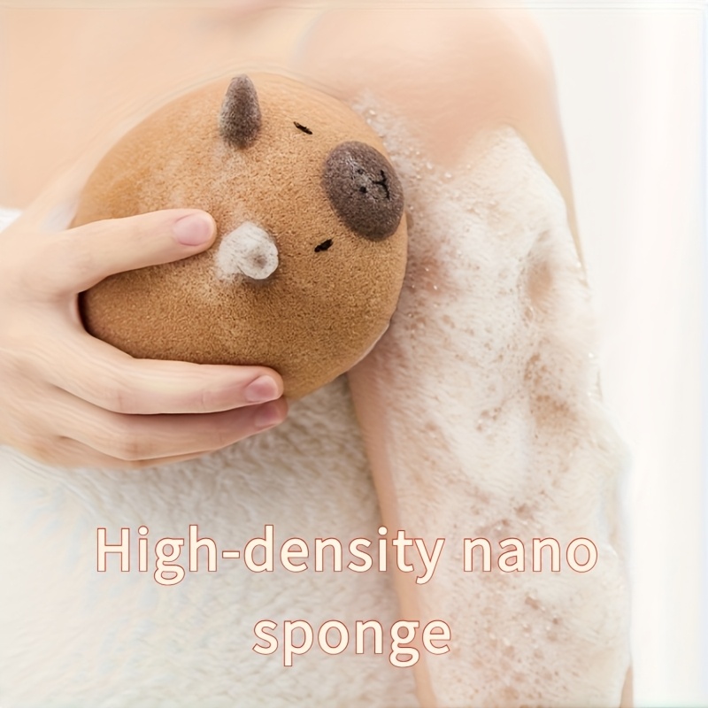 Capybara-Shaped Bath Sponge, Soft High-Density Nano Sponge