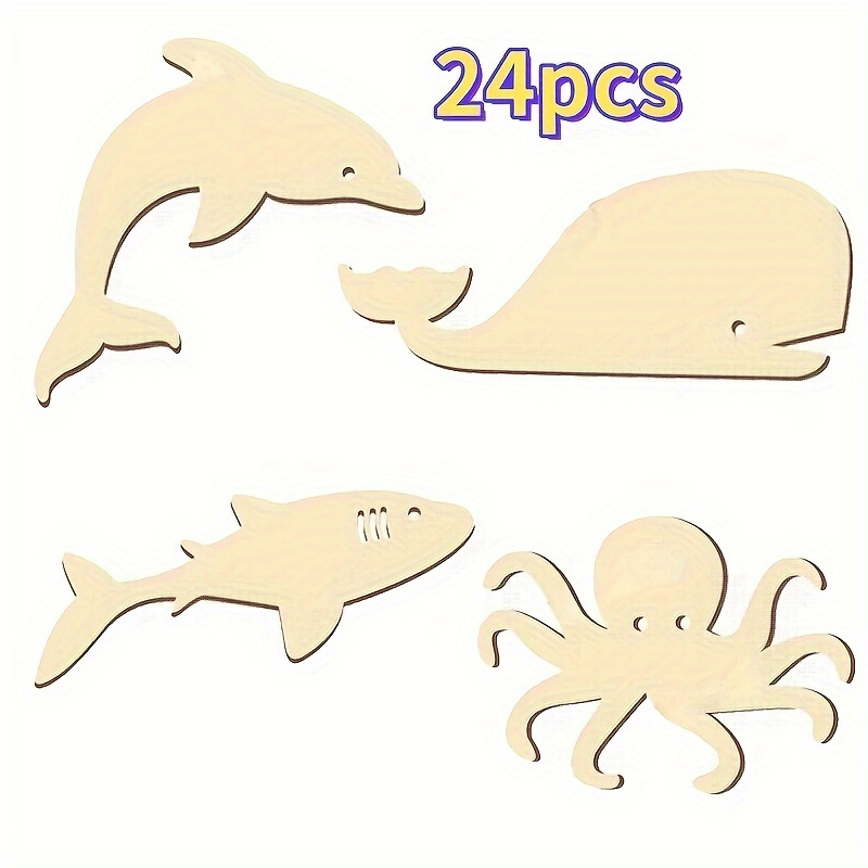 Unfinished Wood Cutouts Ocean Animals Wooden Paint Crafts - Temu