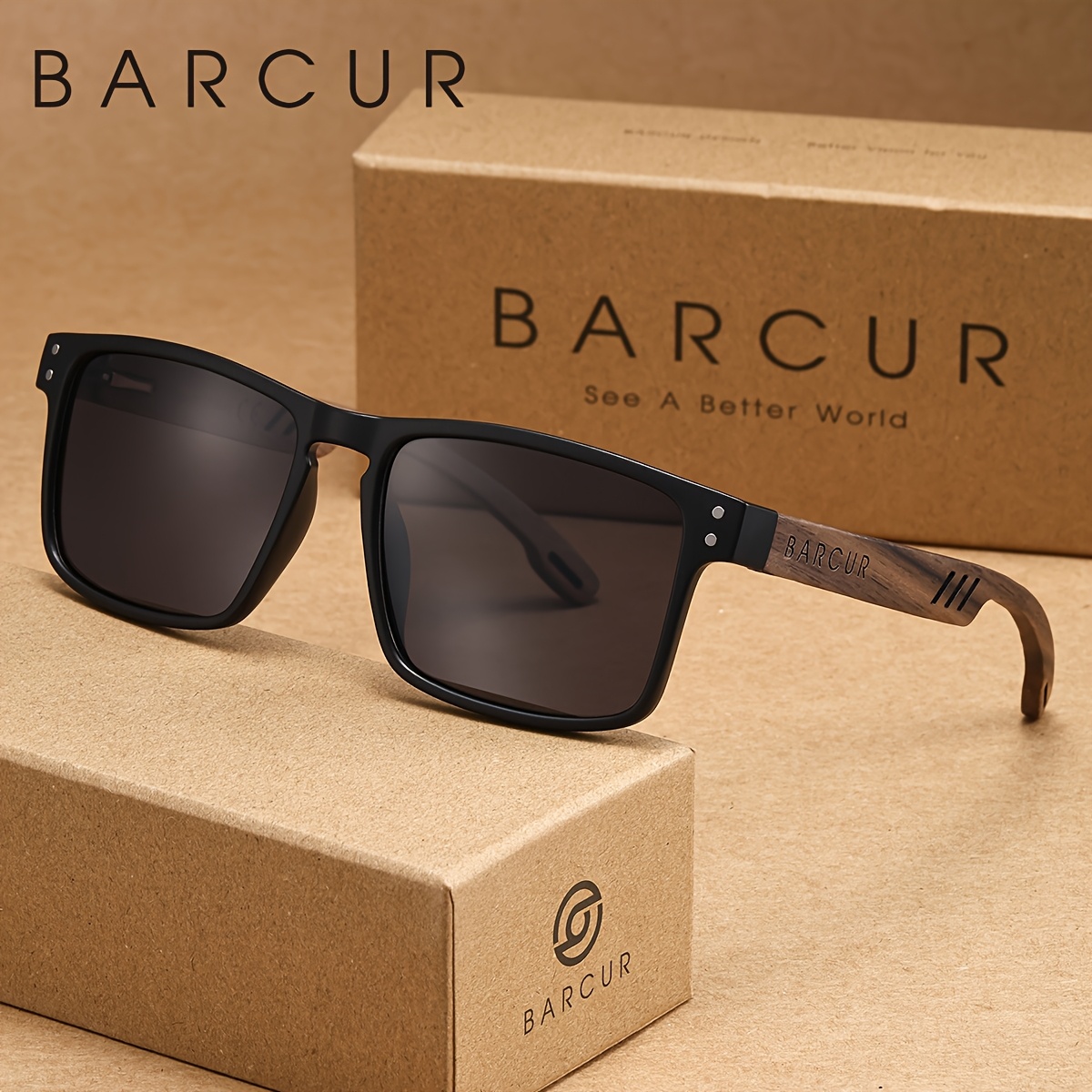 Barcur Retro Modern Fashionable Square Sunglasses Tac Lens Anti Blue Light Sun Windproof Mountain Climbing Photography Fishing Men's Sunglasses Sunglasses Suitable For Gift