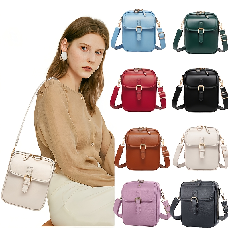 Women's Faux Leather Crossbody Bag, Multifunctional Large Capacity Purse