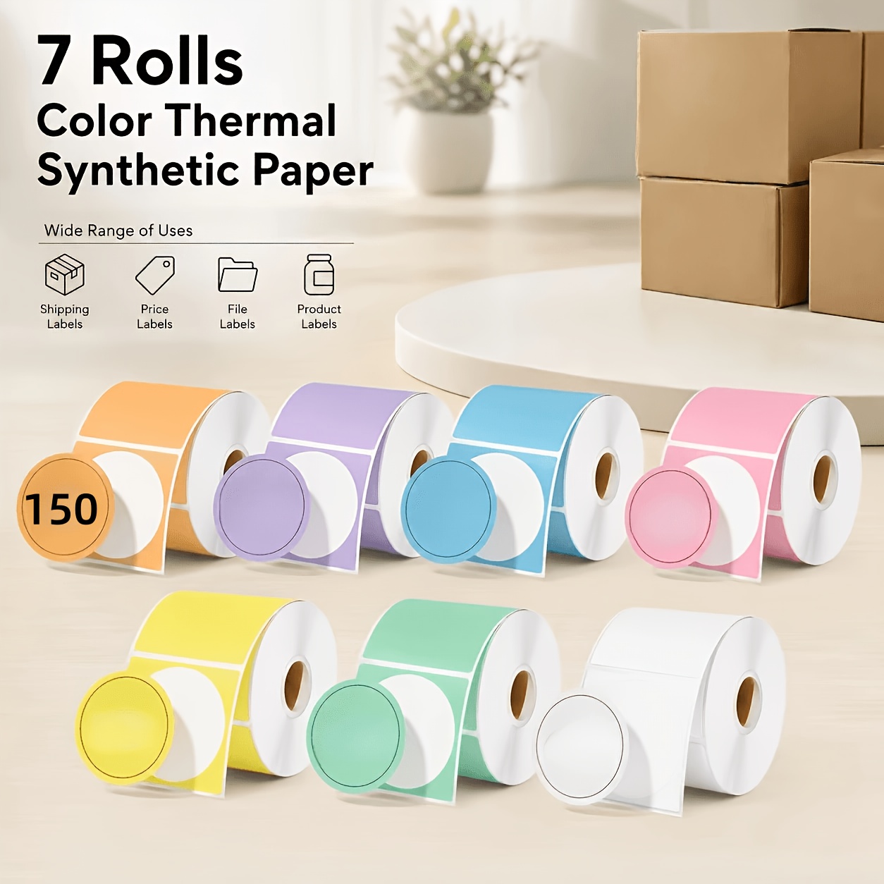TEMU Thermal Labels, In : Pink, Yellow, Blue, Orange, , Magenta, And White. Compatible With M110 And Label Printers. 1.96 Inches X 1.96 Inches.