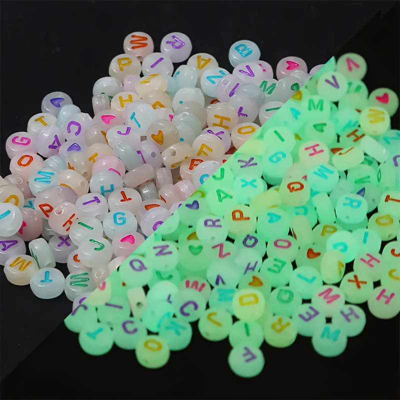 

150/300/600pcs Glow-in-the-dark Alphabet Acrylic Beads For Jewelry Making - Multi-color Diy Accessories