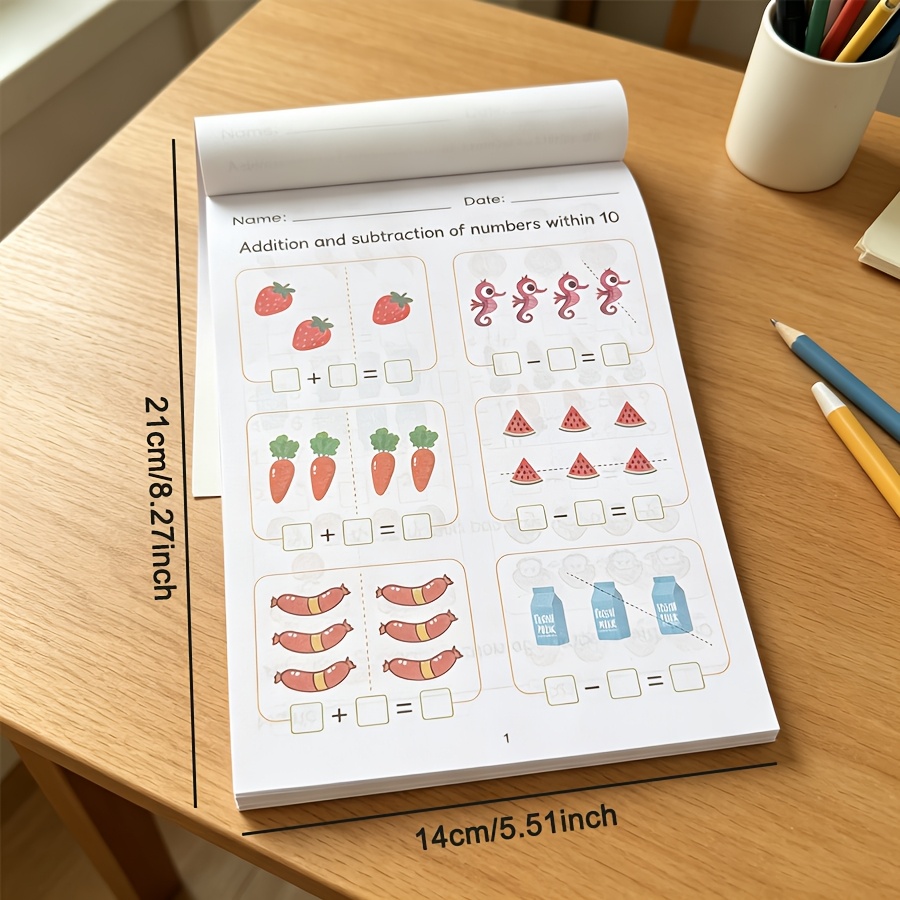 64-Page Math Workbook for Early Learners, Addition & Subtraction Practice