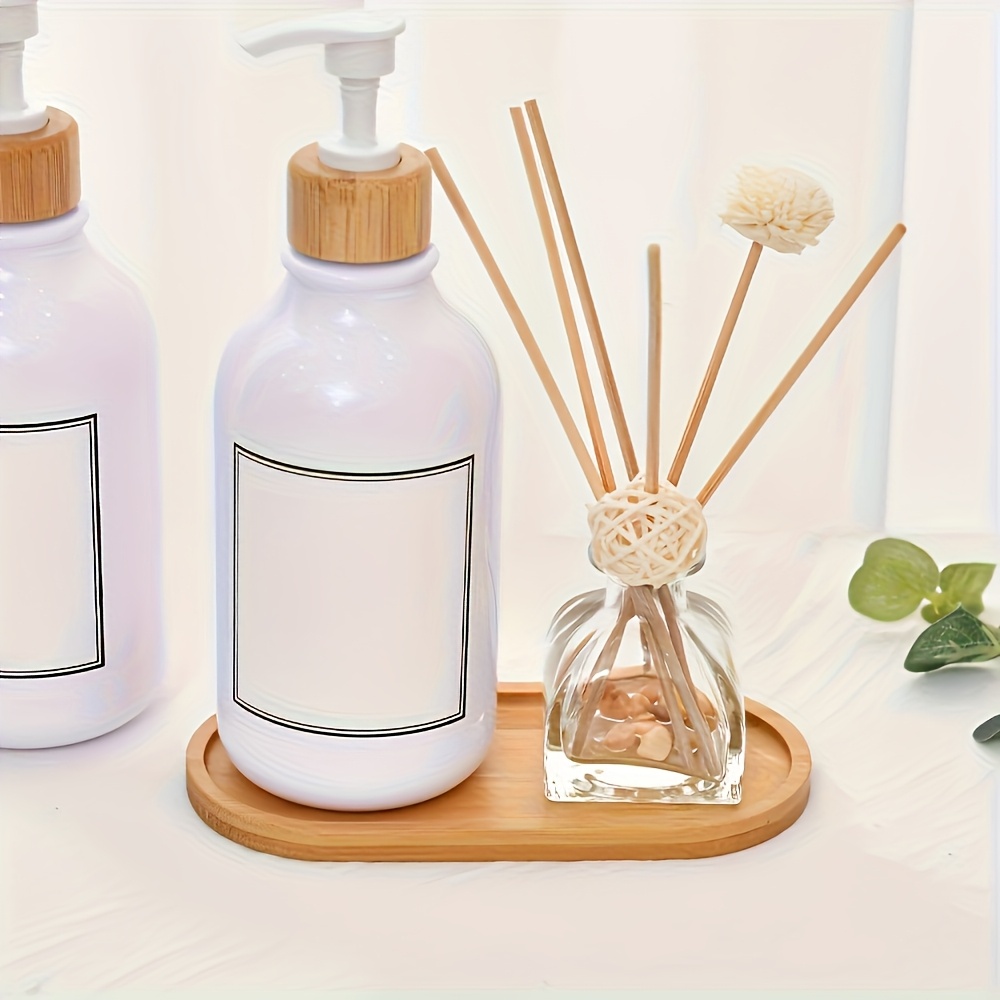 3 Bandejas de Bambú Apilables - Platos Ovalados para Servir, Organizador Multiusos de Bambú con 3 Niveles para Baño, Encimera de Cocina, Mesa - Bandejas Decorativas Ahorradoras de Espacio (No para Contacto con Alimentos)