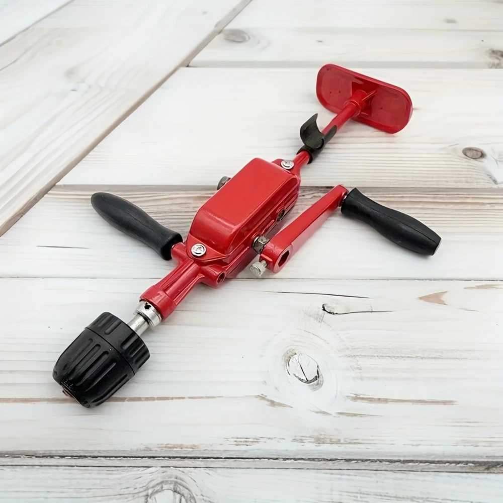 613531 hand crank mechanical drill 10 tapping machine with black rubber grips multifunctional punching tool for diy crafts carpentry and model making details 1