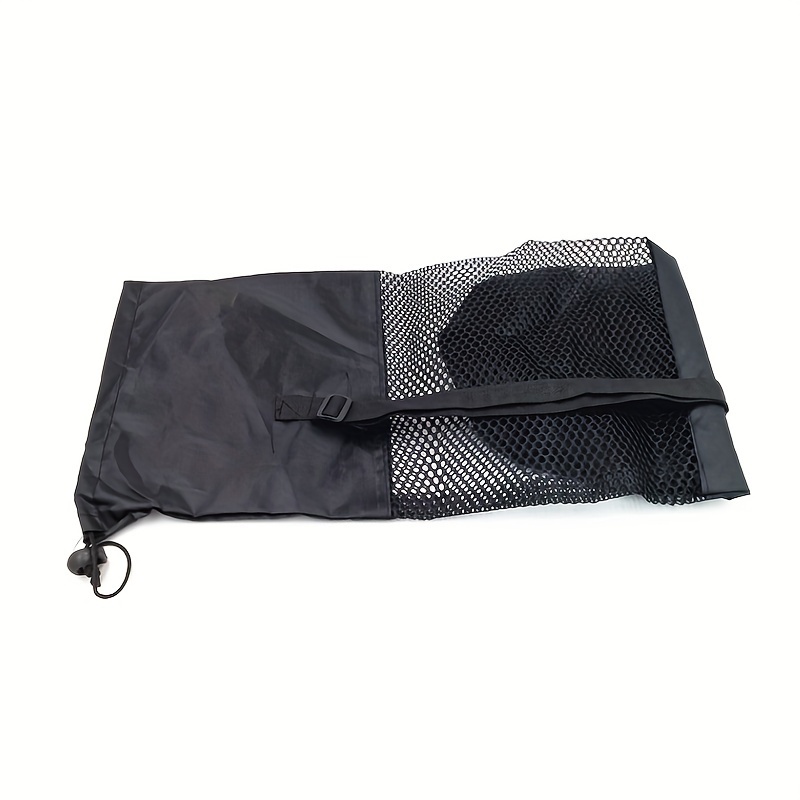 TEMU 1 Breathable Yoga Mat Storage Mesh Bag - Oxford Fabric, Black With Shoulder Strap, Ideal For Daily Use & Fitness Enthusiasts