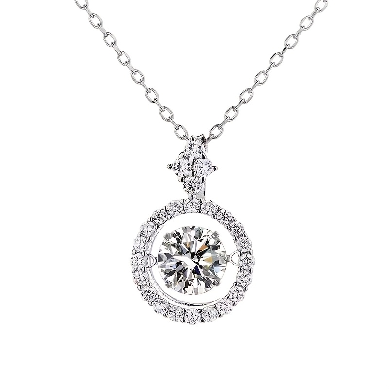 TEMU S Pure Silvery Moissanite Jumping Heart Women's Necklace, Sparkling Pendant Collarbone Chain, Elegant Jewelry, Suitable As A Gift, Daily Wear,