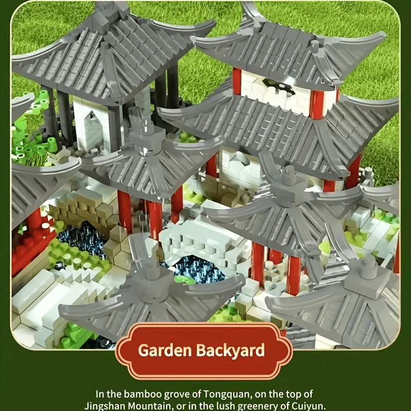 E-shop Dieses 3D-Baustein-Set präsentiert traditionelle chinesische Gärten und Suzhou-Architekturstile. Es enthält 1428 ineinandergreifende Bausteine,