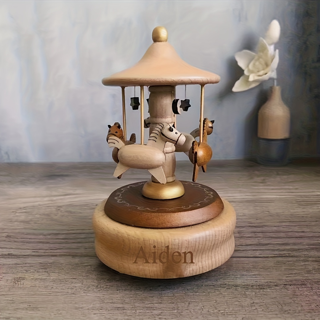 TEMU Wooden Train Music Box, Party Gift, Birthday Gift, Souvenir Gift, Personalized Name Music Box, Battery-free, Mechanism, Holiday Gift Music Box