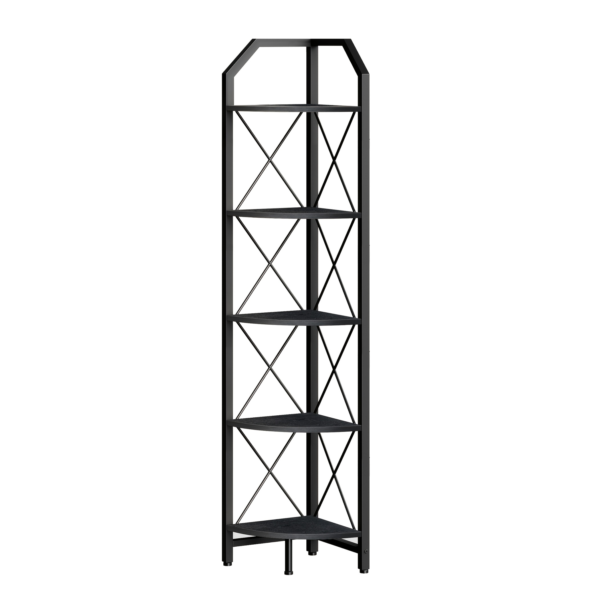 Image of 6-tier Corner Shelf, 71.2 Inches High, Floor-standing Trapezoidal Shelf, Vertical Bookshelf, Storage Display Shelf, Plant Stand, Industrial Style, Suitable For Living Room, Bedroom, Study