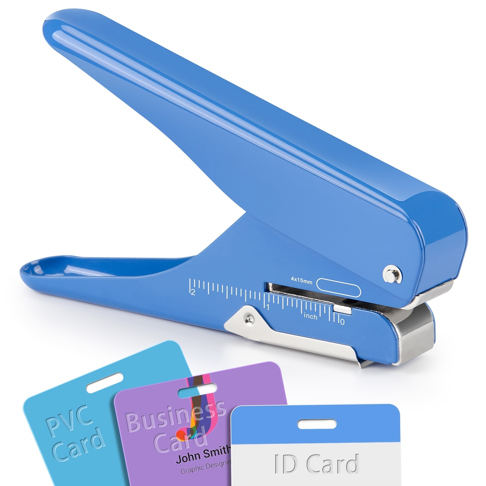 TEMU Handheld Badge Slot Hole Punch: Slot Puncher For Pvc Id Card, Business Card, Name Tag And Luggage Tag, 19/32" X 5/32" Hole, All Metal