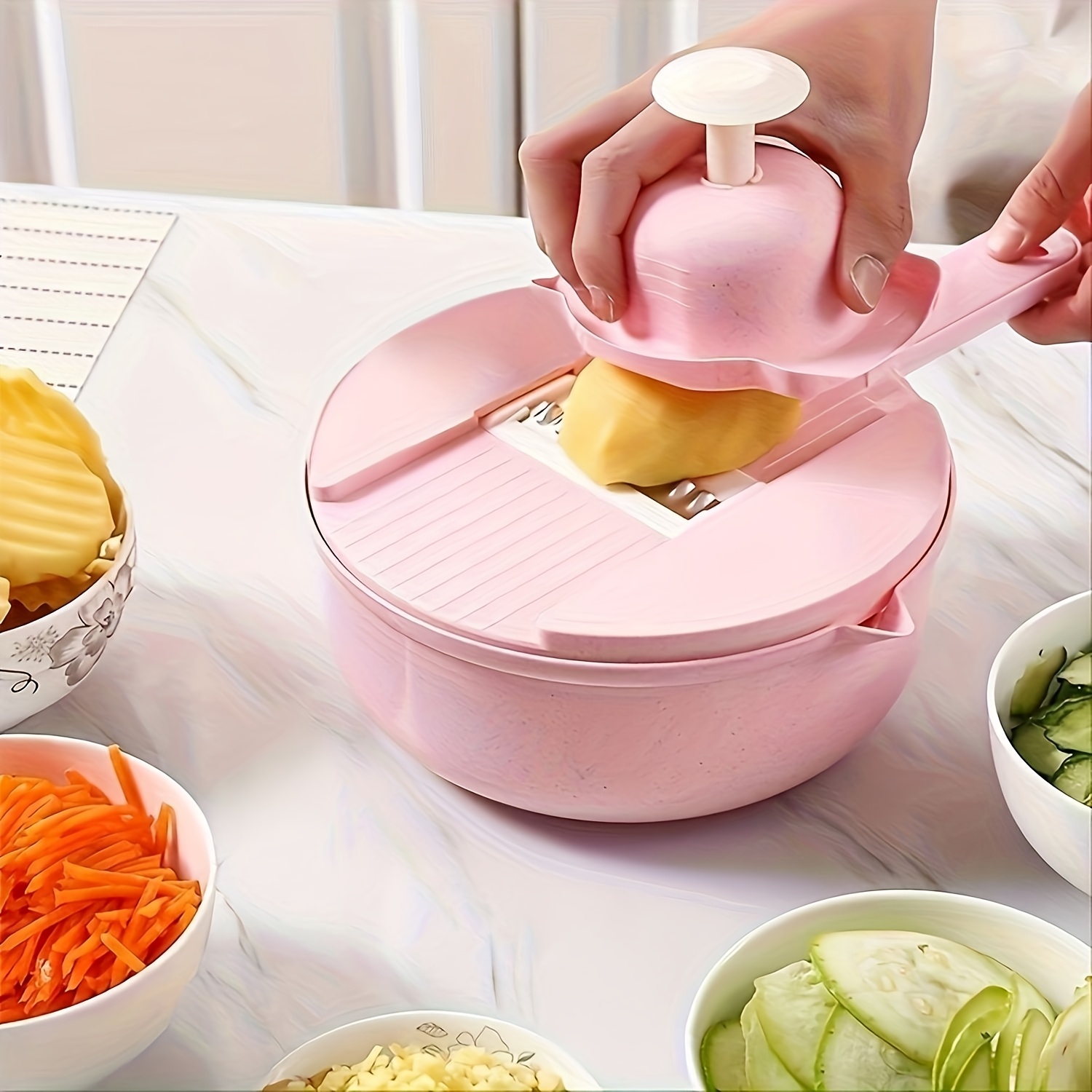 

A 12-in-1 Vegetable , Multifunctional Fruit , Manual Food Grater, Vegetable Grater, With A Container And Hand Protection, Grater, Home , Kitchen Supplies, Kitchen Gadgets, Kitchen Accessories.