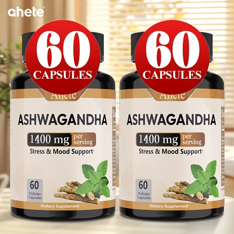 1400mg ashwagandha root extract capsules relax mood support supplement 60 count   free formula for men women   for emotional   Product details 0