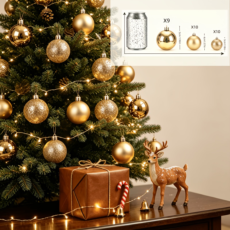 TEMU 29pcs Artificial Christmas Ball Set, Decor Tree Ornaments - Halloween, Thanksgiving, Birthday, And Wedding Craft Christmas Ball Decorations,